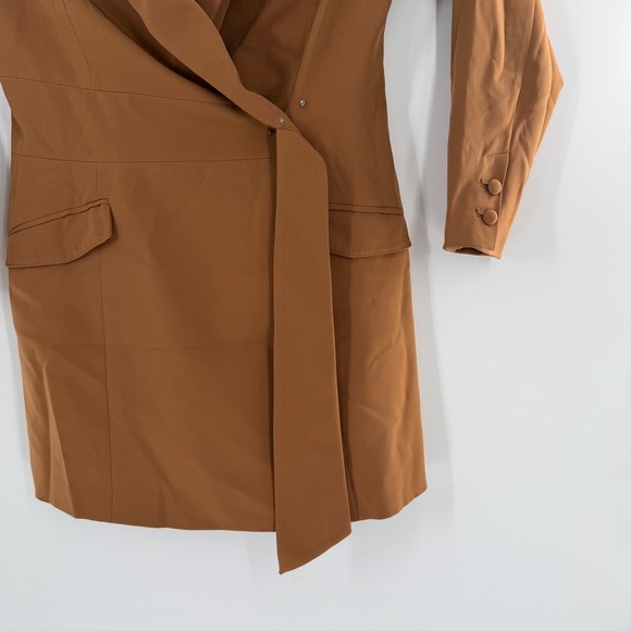 Ade Samuel for INC Brown Hooded Blazer Dress Wrap Tie Front Tawny L NEW - Picture 5 of 9